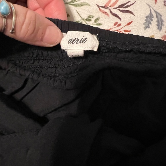 Aerie Black cropped top with adjustable front tie. - Picture 2 of 4